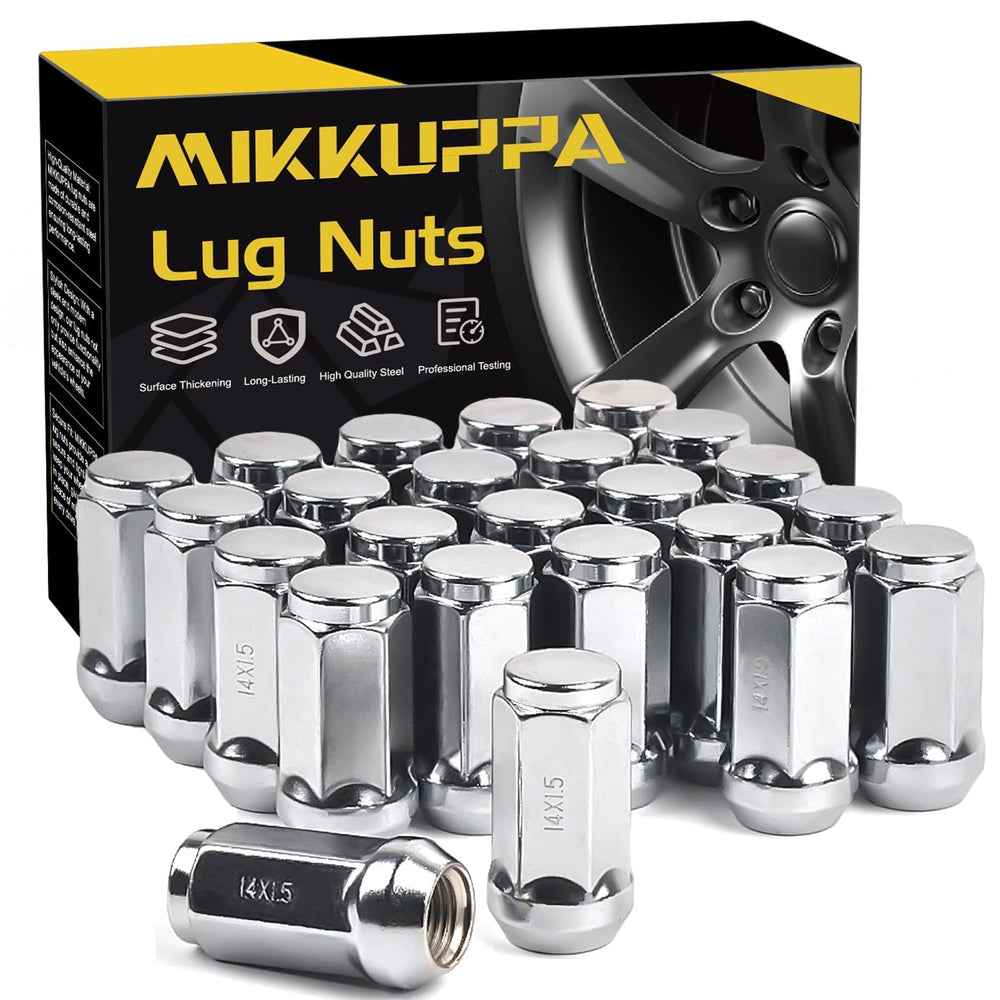 MIKKUPPA front view chrome lug nuts showing polished finish and professional look