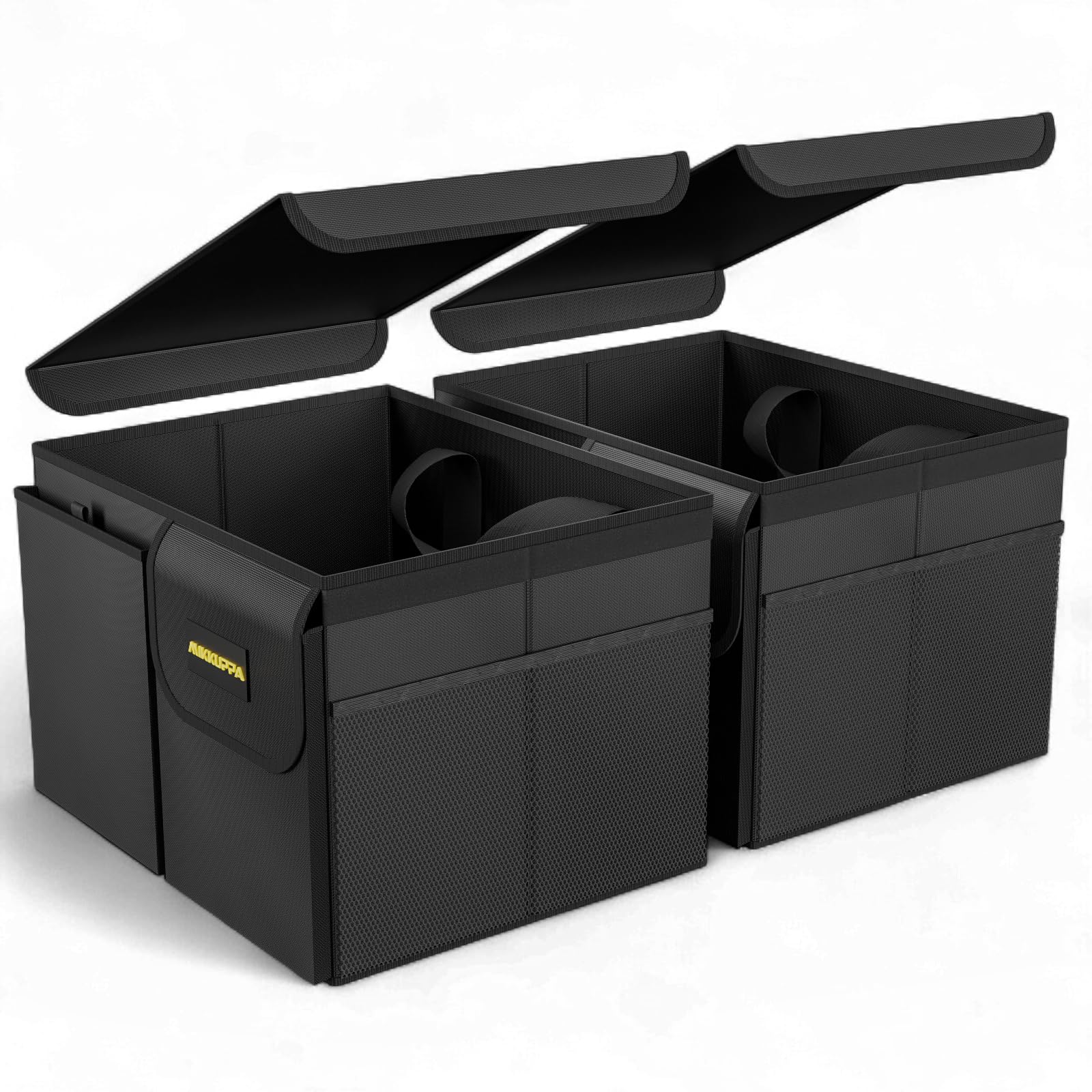 MIKKUPPA front view of both organizers showing compact storage benefit