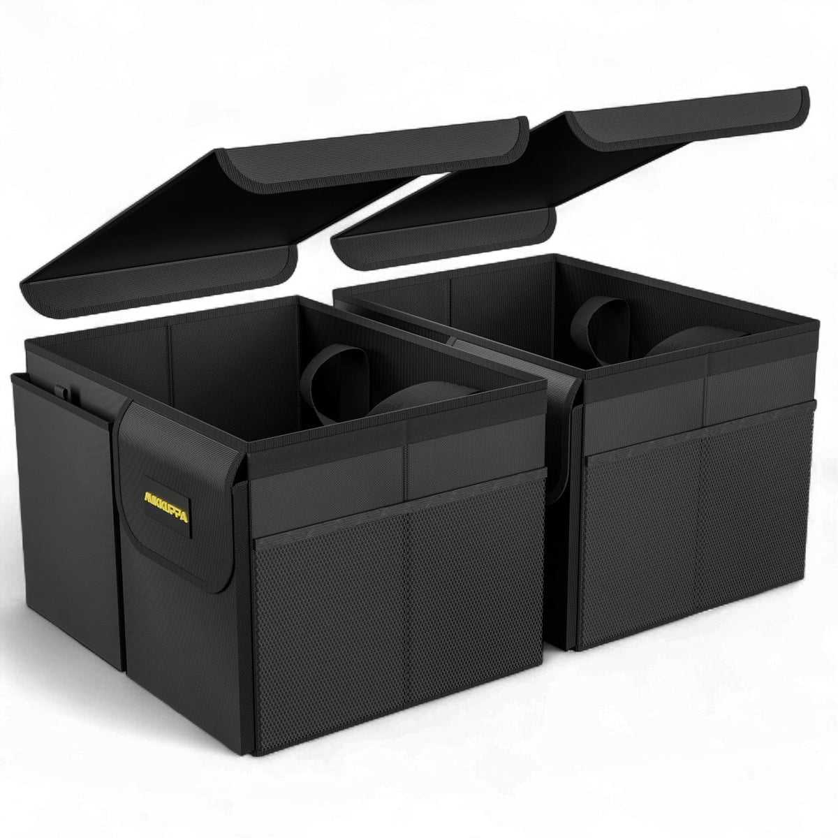 MIKKUPPA front view of both organizers showing compact storage benefit