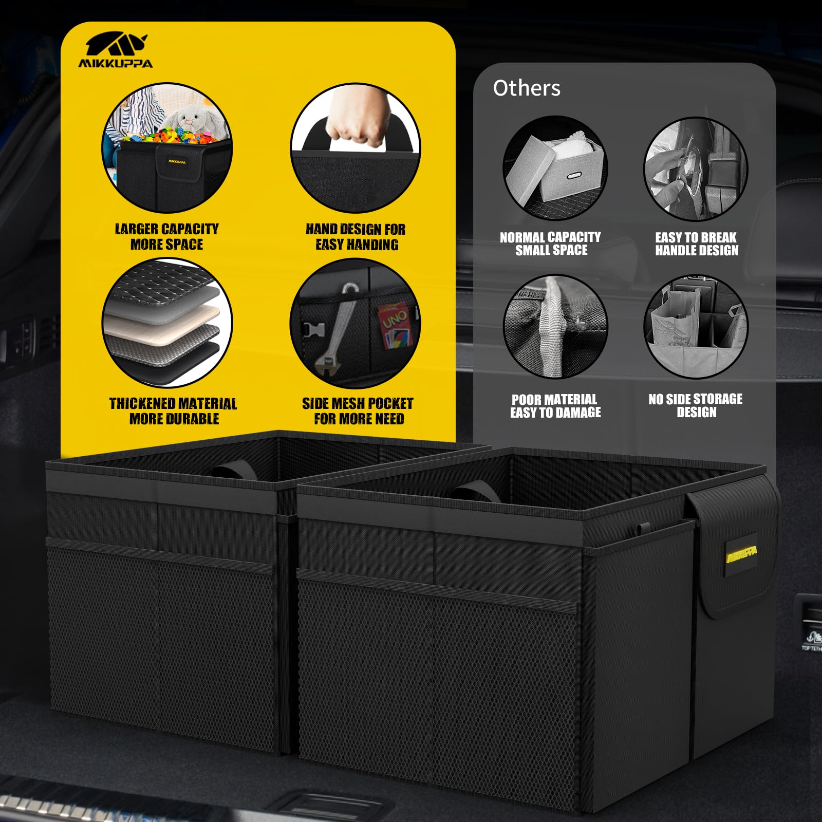 MIKKUPPA organizer placed in SUV trunk showing organized cargo