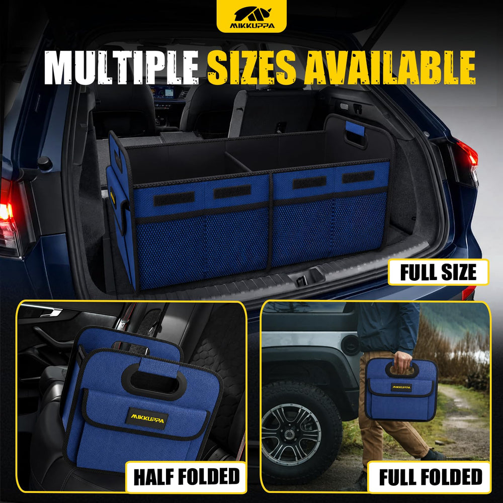 MIKKUPPA organizer in car trunk with groceries illustrating secure transport
