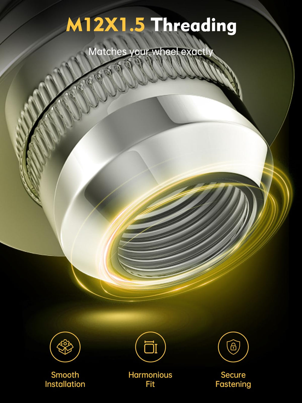 MIKKUPPA lug nut installed on Toyota alloy wheel, demonstrates correct seating