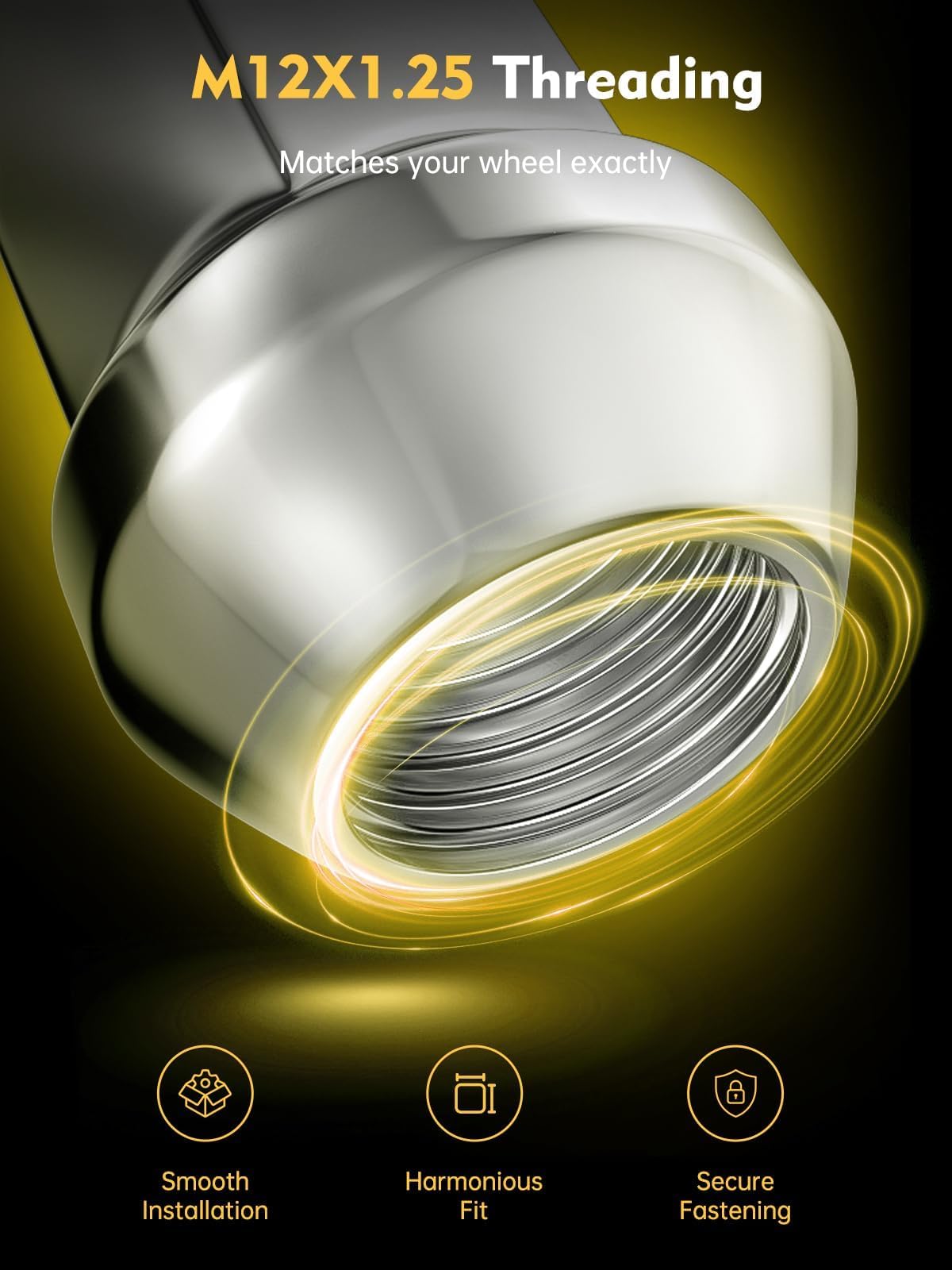 MIKKUPPA lug nut installed on aftermarket wheel demonstrating secure fit