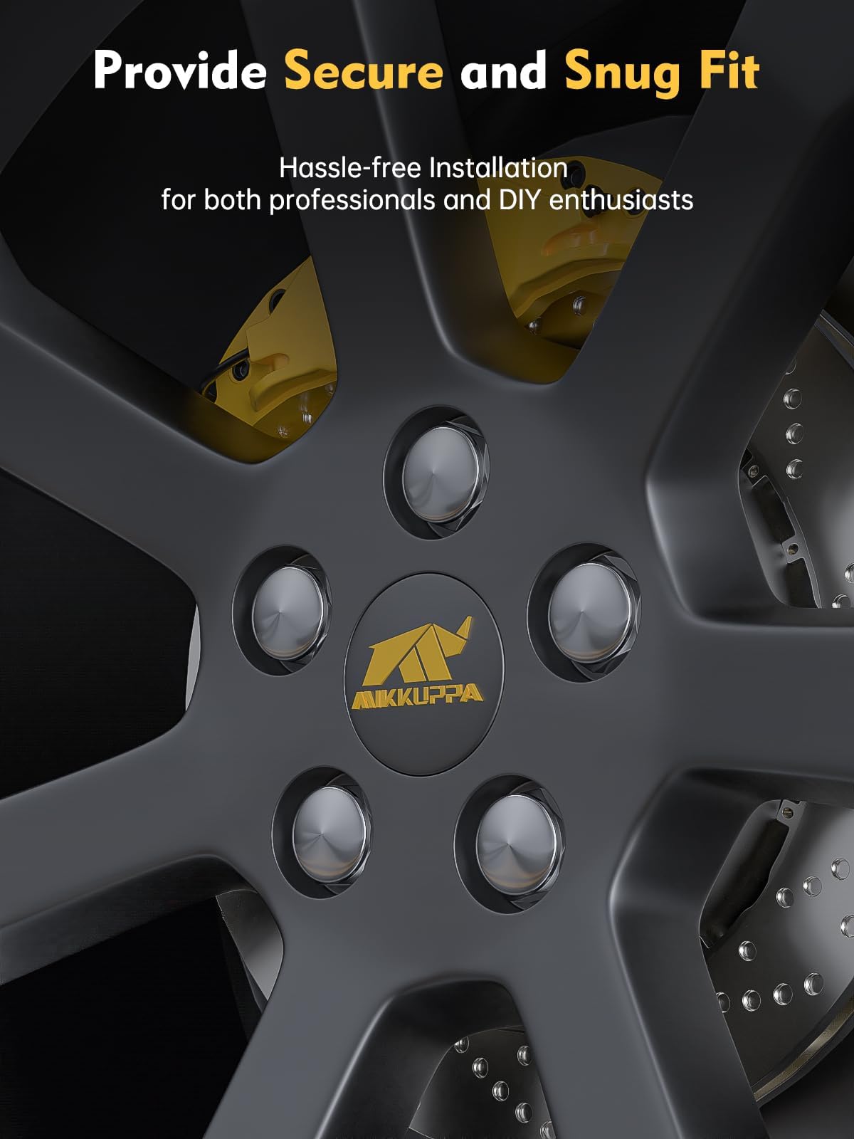 MIKKUPPA lug nuts with road salt background showing anti-rust protection