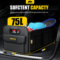 MIKKUPPA open in car trunk holding groceries for organized travel