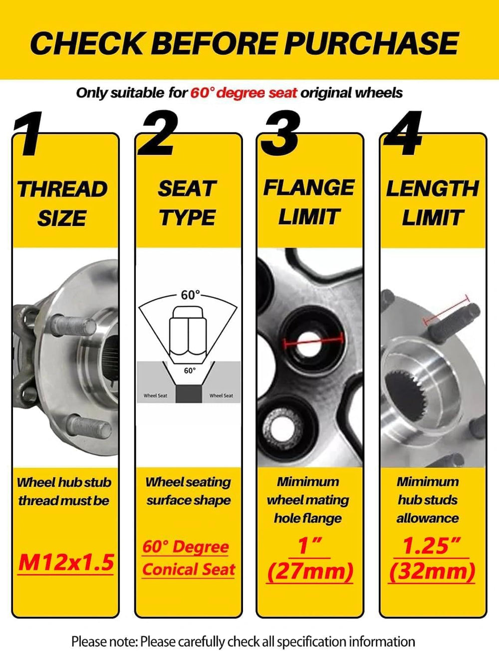 MIKKUPPA lug nuts next to ruler showing dimensions for easy verification