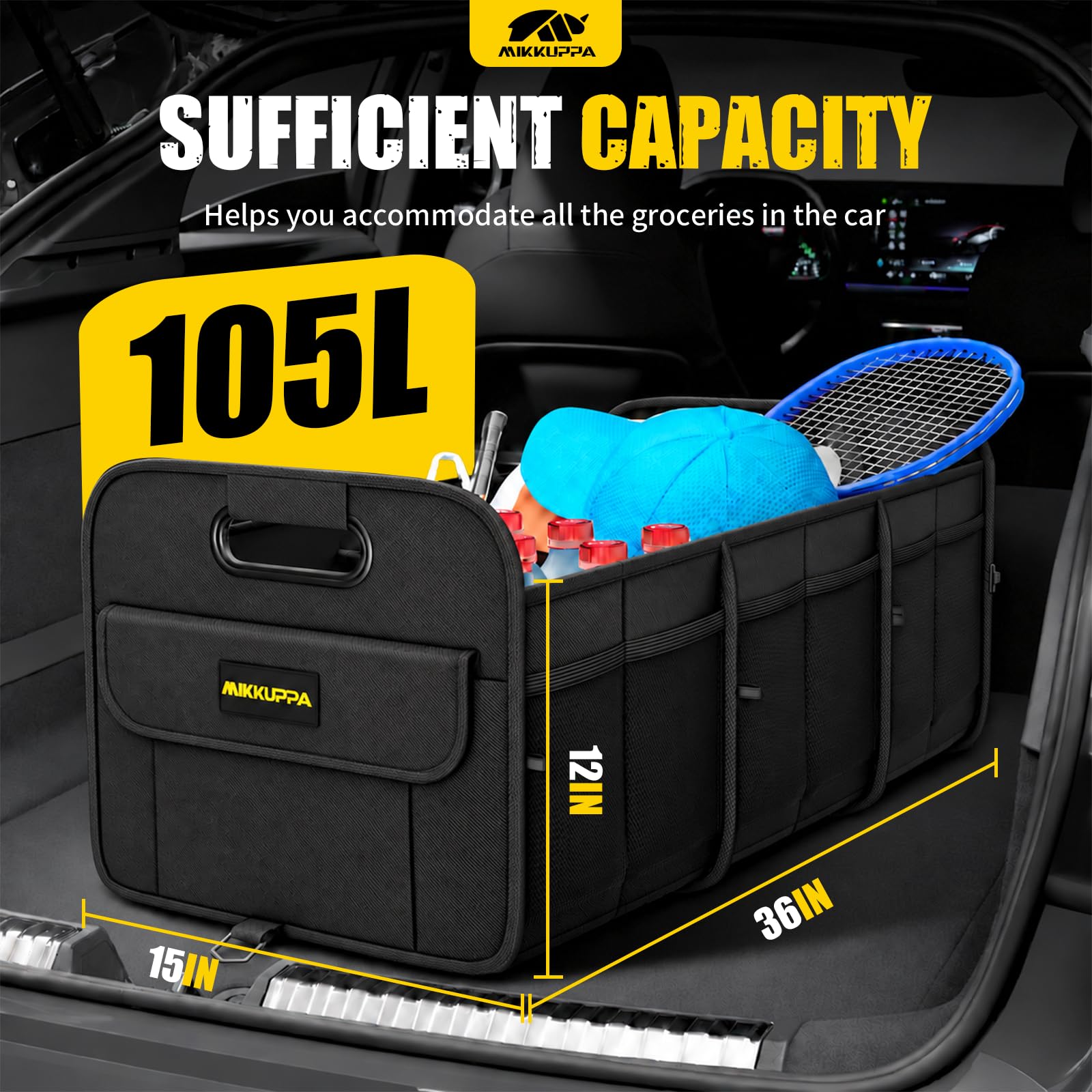 MIKKUPPA side profile filled with grocery bags for easy loading