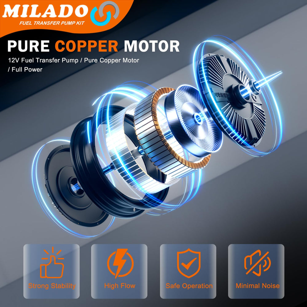 MILADO stainless steel pickup with roller tip reaching tank bottom for full extraction
