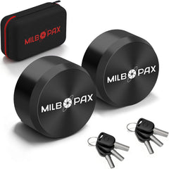 MILBOPAX front view of two puck locks showing compact protection