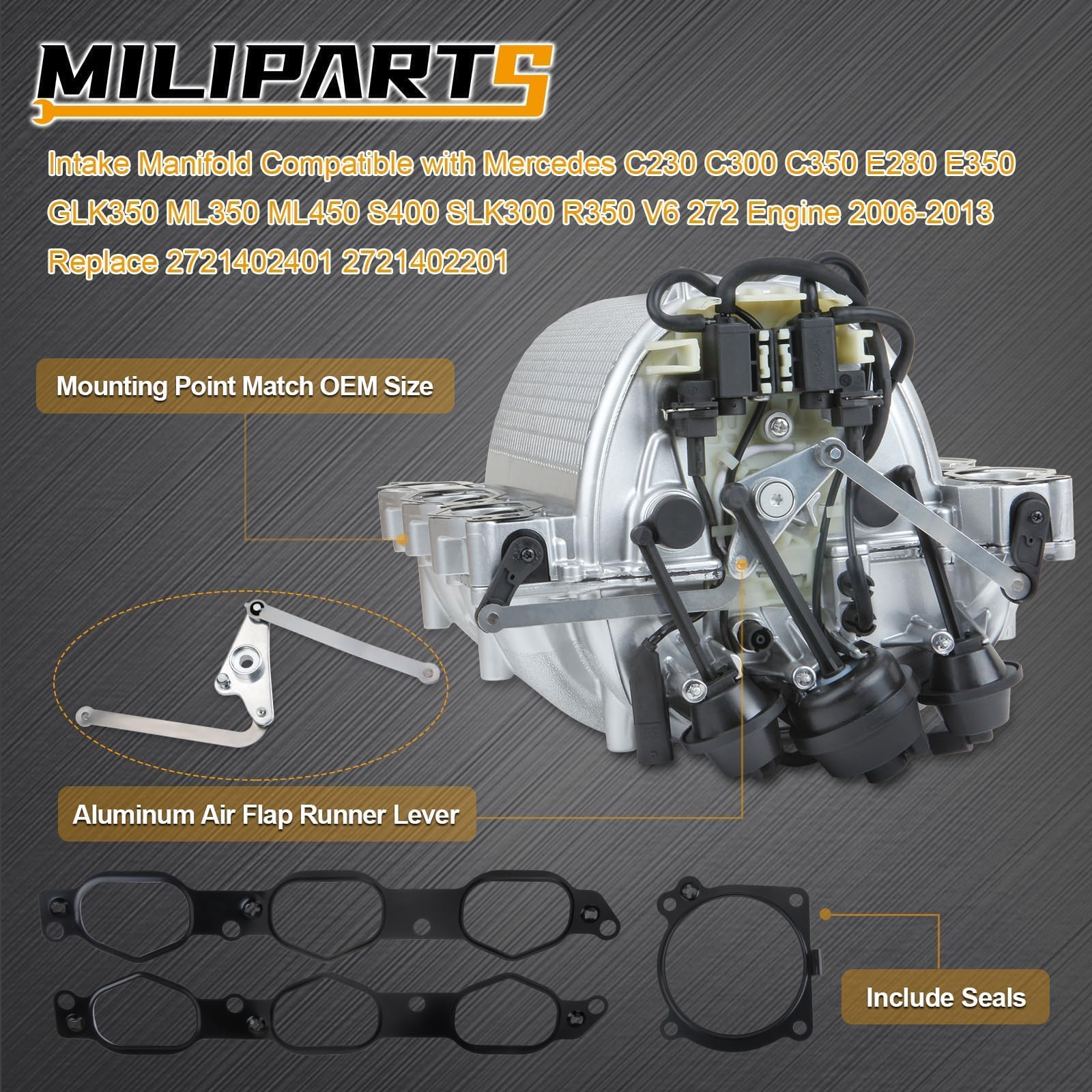 MILIPARTS manifold installed in Mercedes engine bay showing straightforward in-car fit