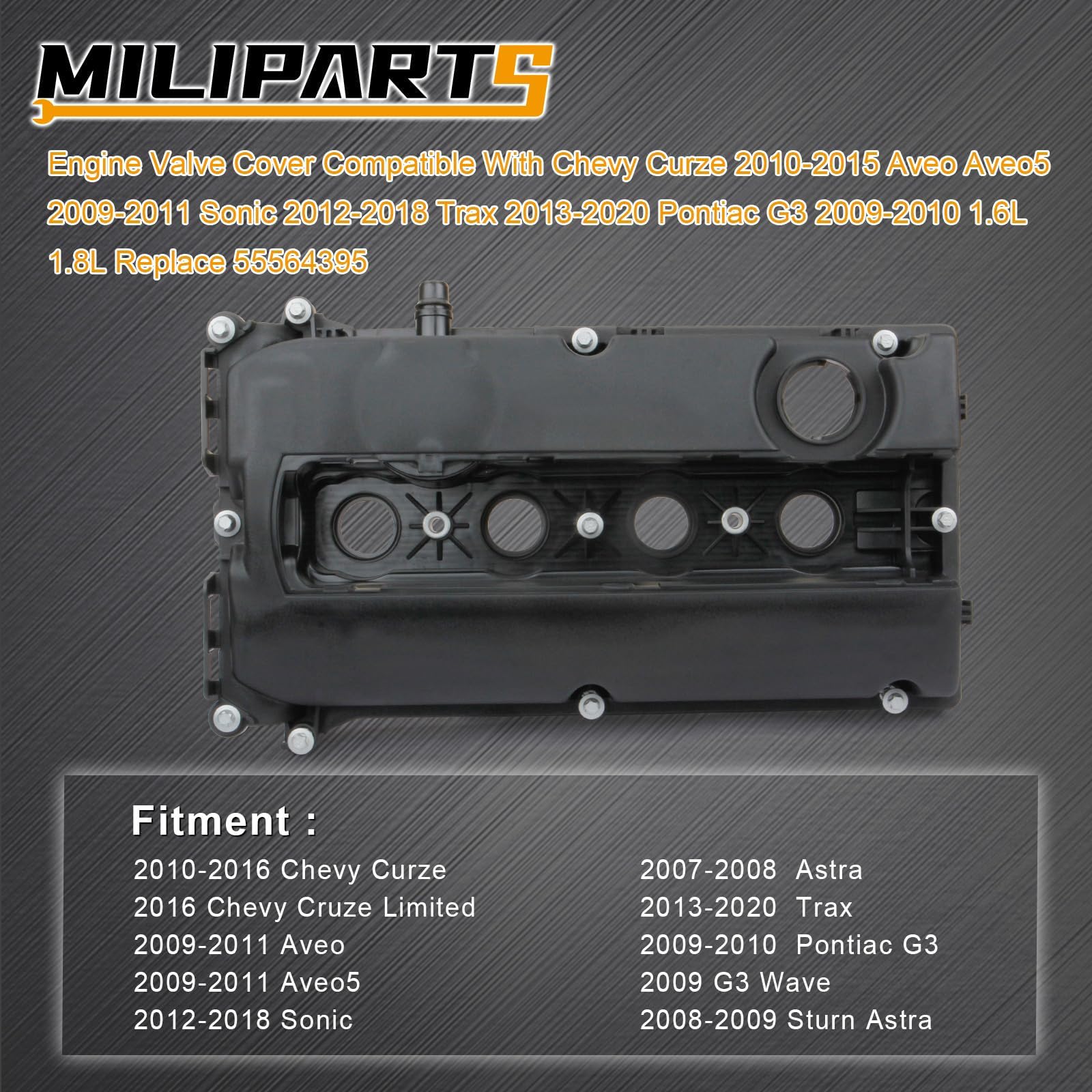 MILIPARTS valve cover top label detail indicating OEM-style quality