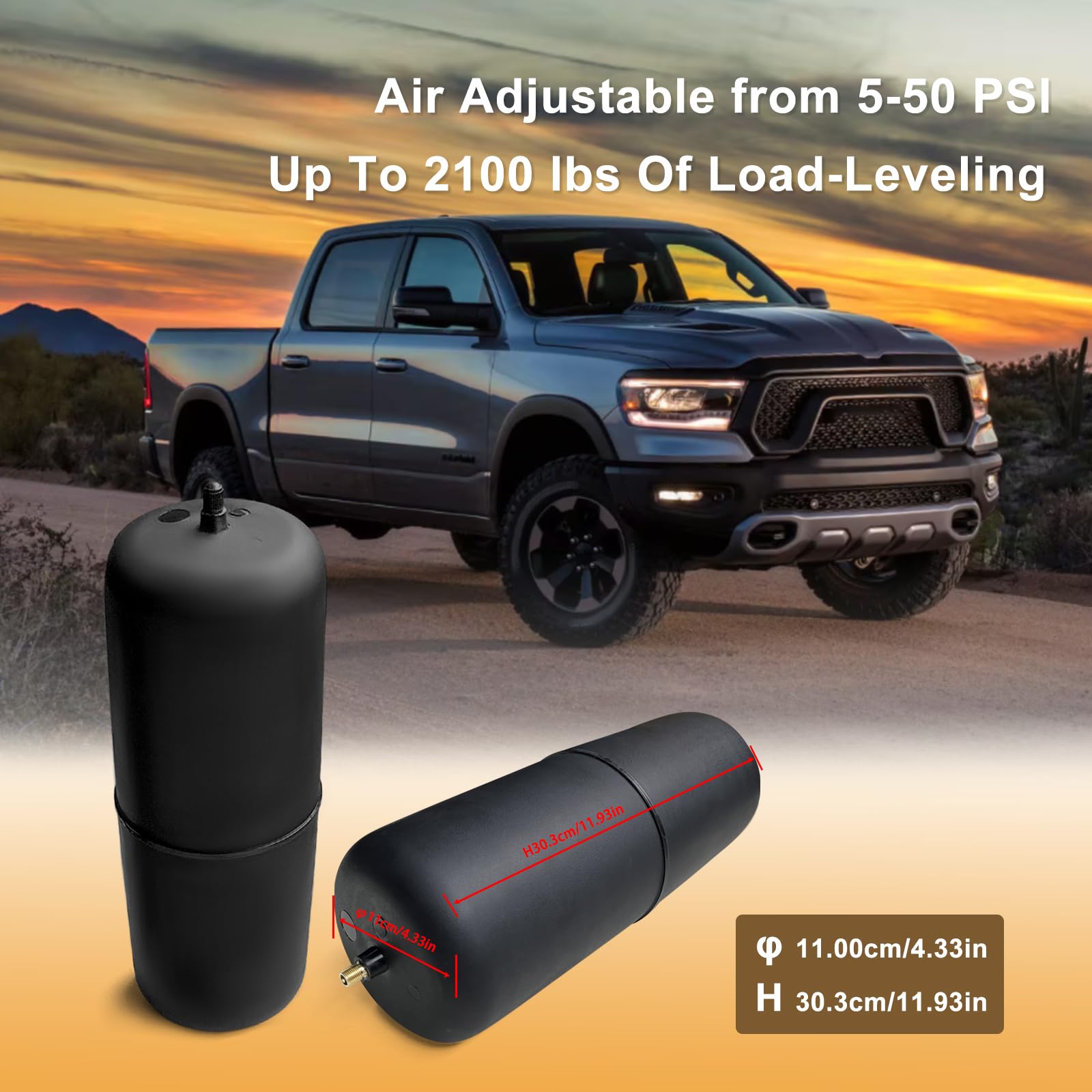 MILLISEC mounted on RAM 1500 rear suspension demonstrating level ride benefit
