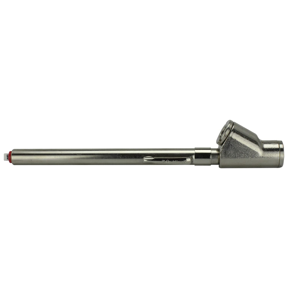Milton S-929 attached to a truck valve stem demonstrating fast secure pressure checks