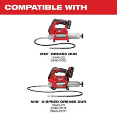 Milwaukee coupler attached to zerk fitting showing faster greasing