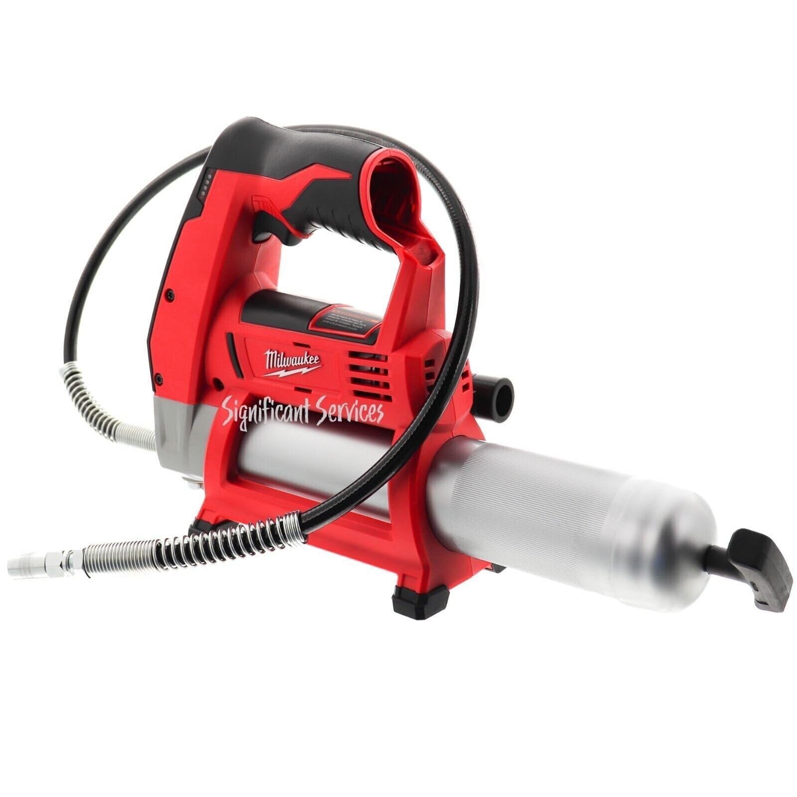 Milwaukee close-up of 36-inch flex hose and spring guard for durable reach