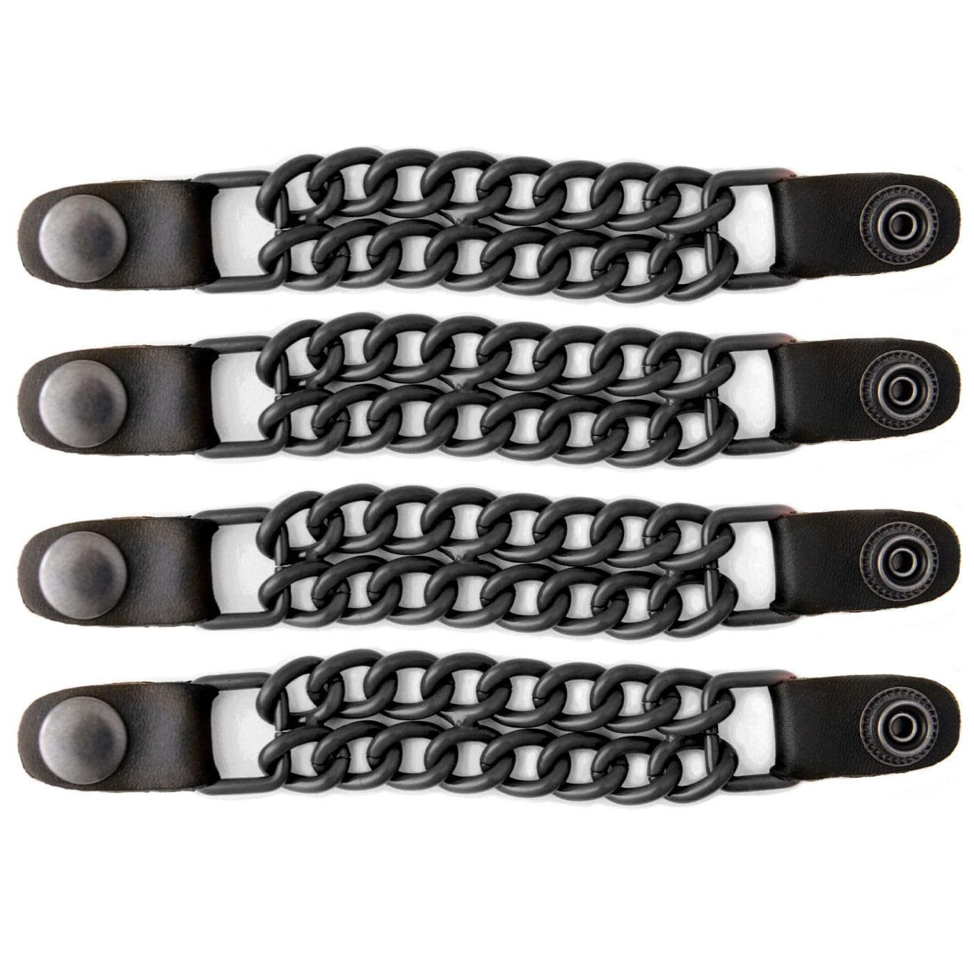 Milwaukee Leather front view showing extenders adding fit and polished chrome style