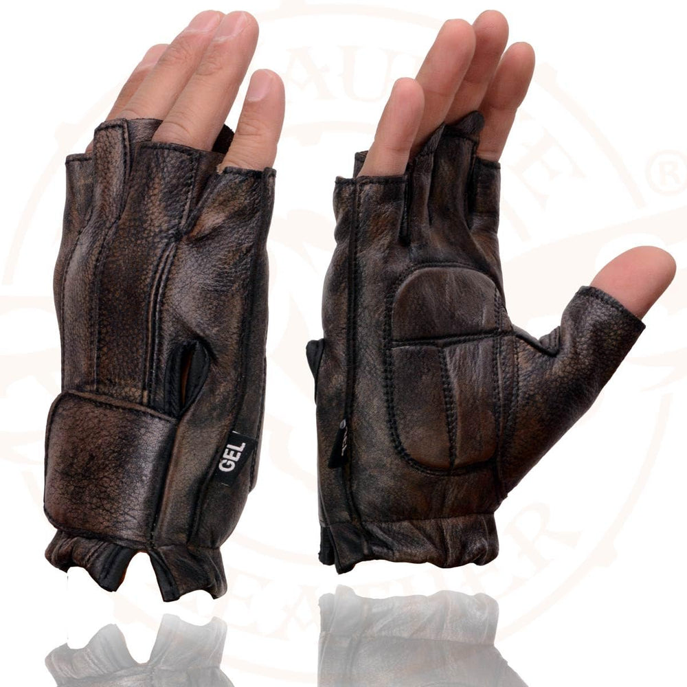 Milwaukee Leather glove on hand for scale showing X-Large fit and coverage comparison