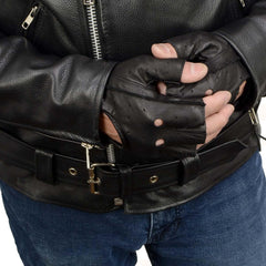 Milwaukee Leather open knuckle detail showing flexible movement and breathable styling benefits