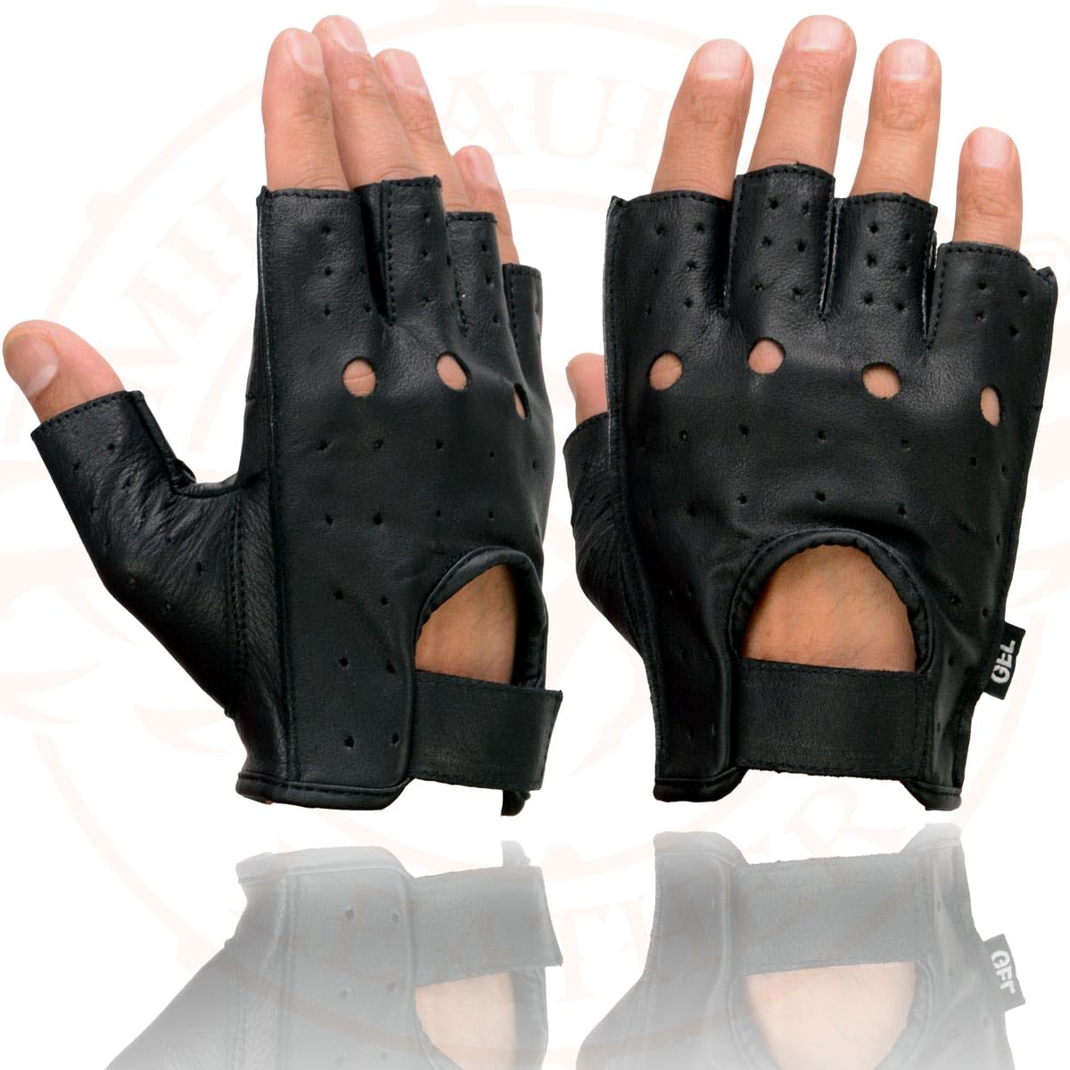 Milwaukee Leather adjustable wrist strap closure view offering a secure personalized fit