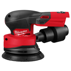 Milwaukee M18 FUEL sander front view showing compact design and tool balance