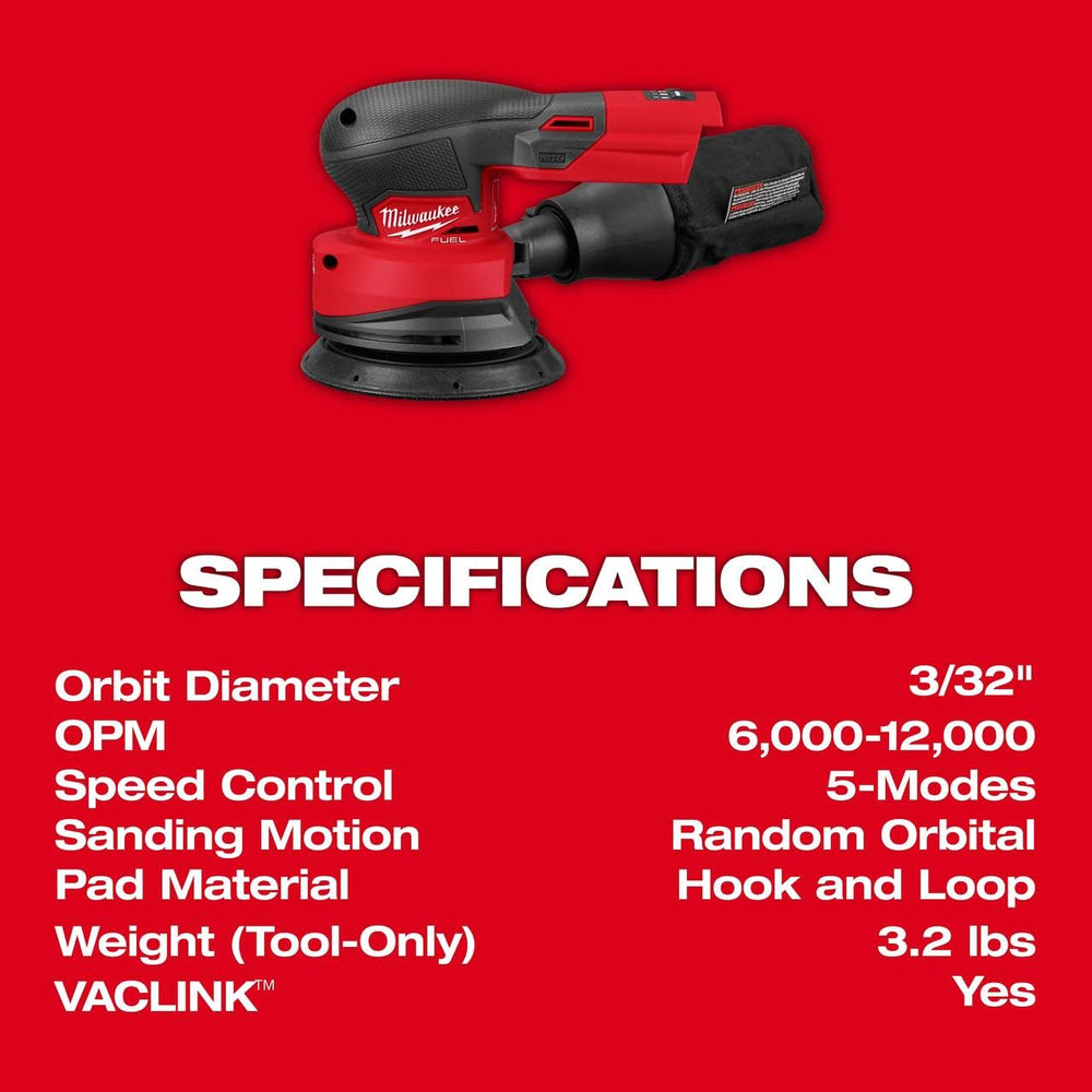 Milwaukee M18 FUEL sander on a worksite bench demonstrating professional durability