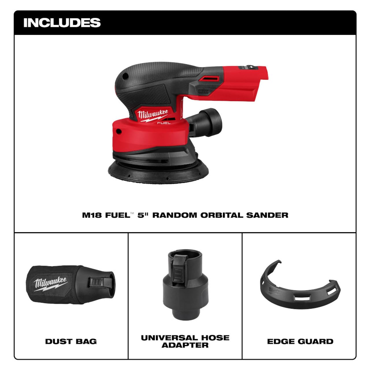 Milwaukee M18 FUEL sander pad closeup showing hook-and-loop disc compatibility
