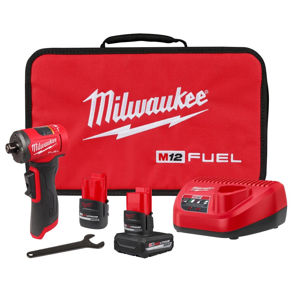 Milwaukee right angle die grinder front view showing compact design and portability