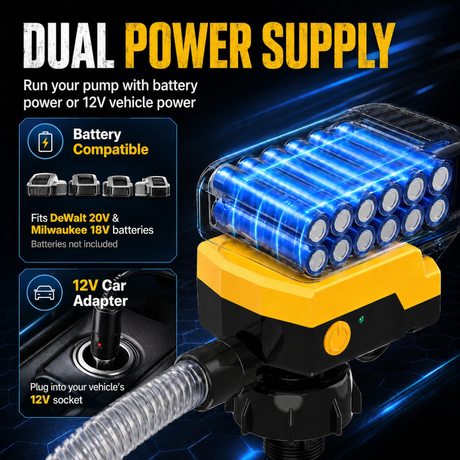 MISFANS 12V adapter plugged into vehicle cigarette lighter for continuous runtime