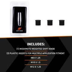 Mishimoto three thread-pitch adapters laid out illustrating universal fitment benefit