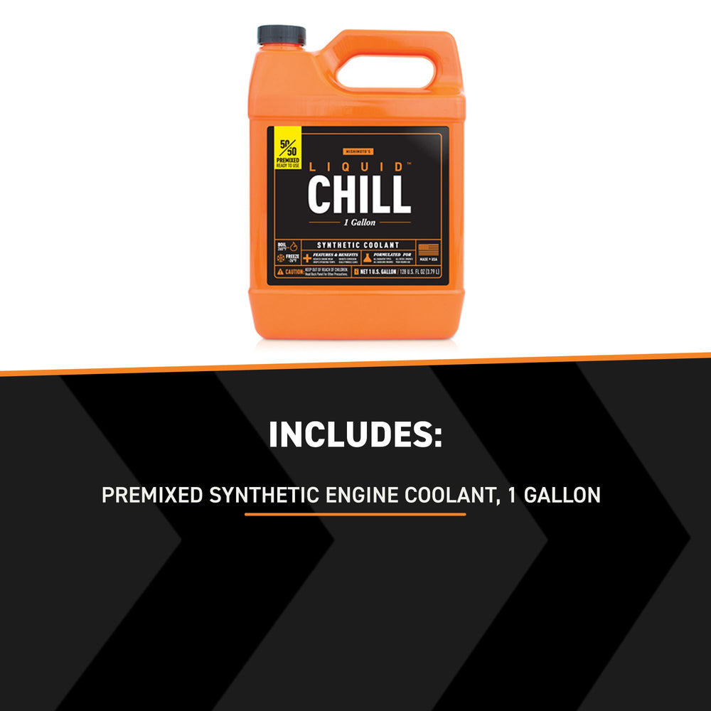 Mishimoto bottle side view highlighting premixed one-gallon label