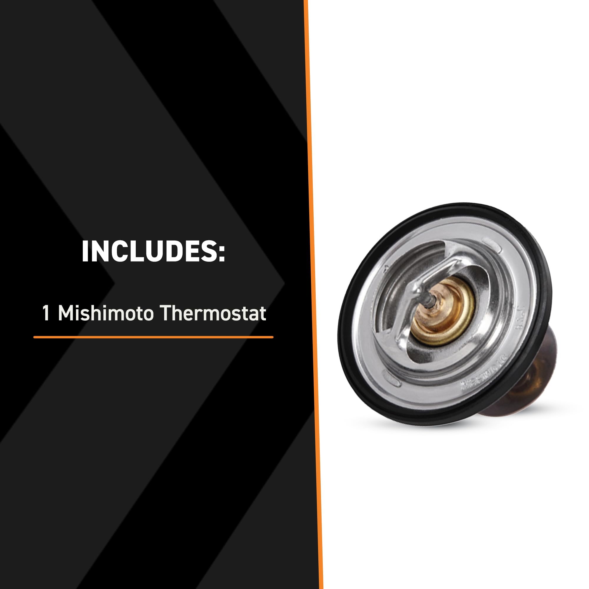 Mishimoto thermostat mounted in housing illustrating direct-fit installation benefit