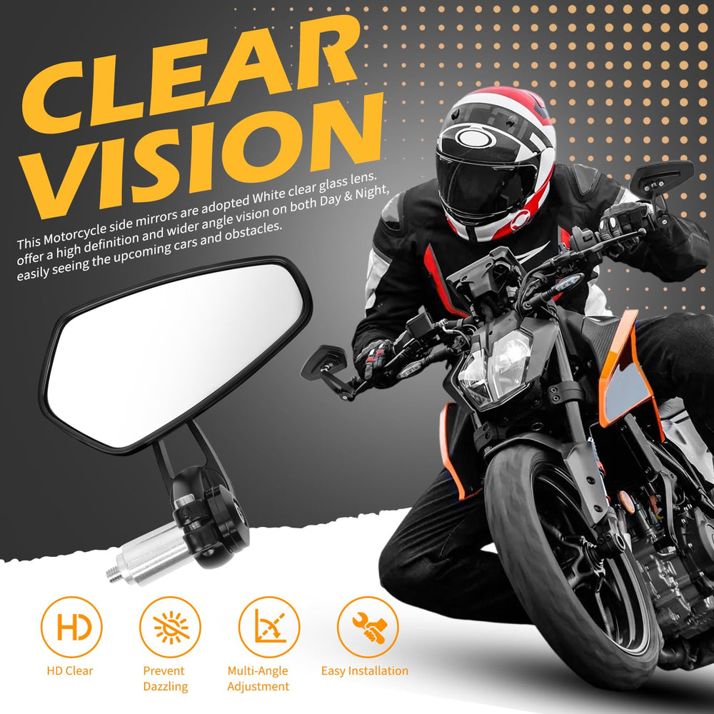 MISS MOLY mirror beside a ruler proving compact dimensions and easy handlebar fitment
