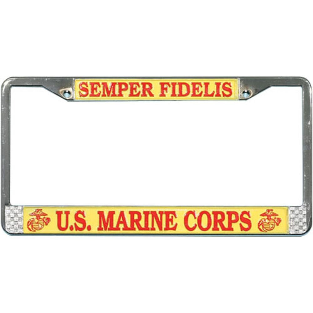 MITCHELL PROFFITT front view of chrome Semper Fidelis frame showing proud display