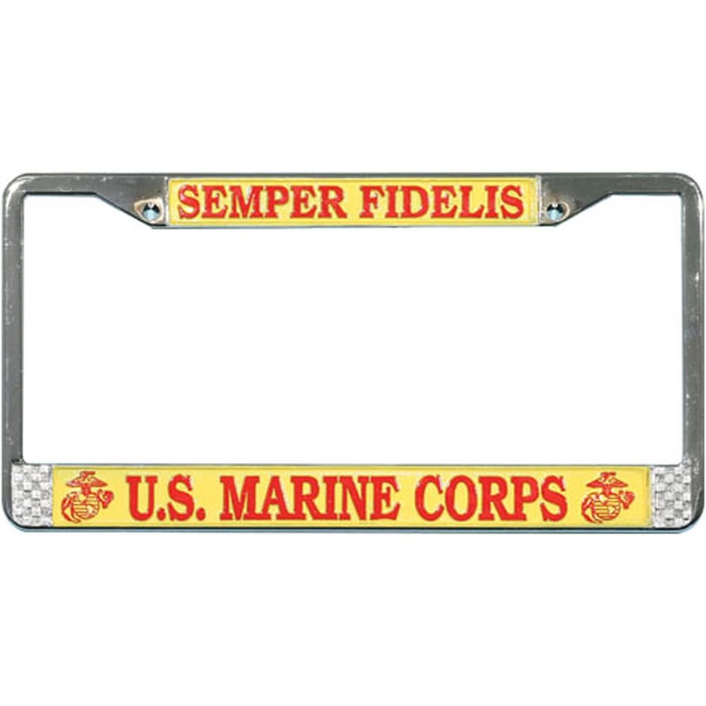MITCHELL PROFFITT front view of chrome Semper Fidelis frame showing proud display