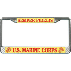 MITCHELL PROFFITT front view of chrome Semper Fidelis frame showing proud display