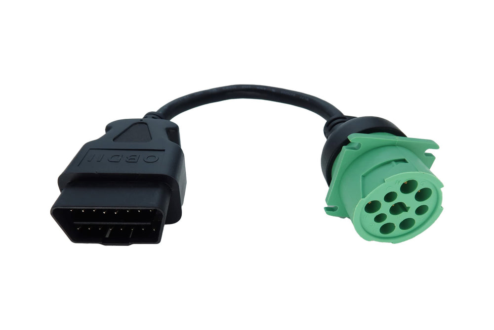 MITOB green 9‑pin J1939 female closeup shows secure fit