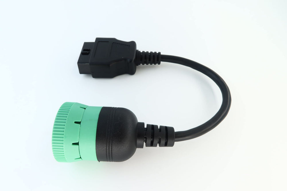 MITOB close up of overmolded green J1939 male connector for durable connection
