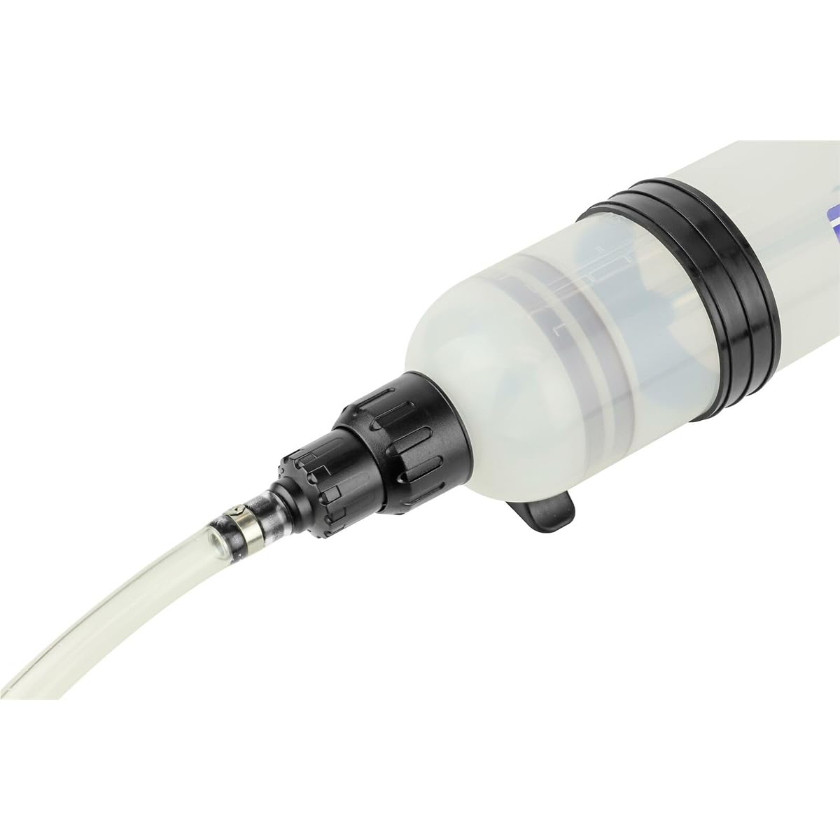 Mityvac dual‑seal piston closeup demonstrating strong suction and efficient fluid removal