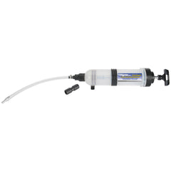 Mityvac closeup of 1.5‑liter reservoir highlighting clear measurement visibility and easy cleaning