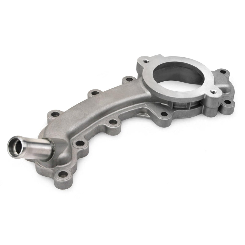 MITZONE thermostat housing installed on engine bay demonstrating direct-fit replacement