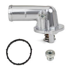 MITZONE front view of aluminum thermostat housing showing precise ports and durable finish