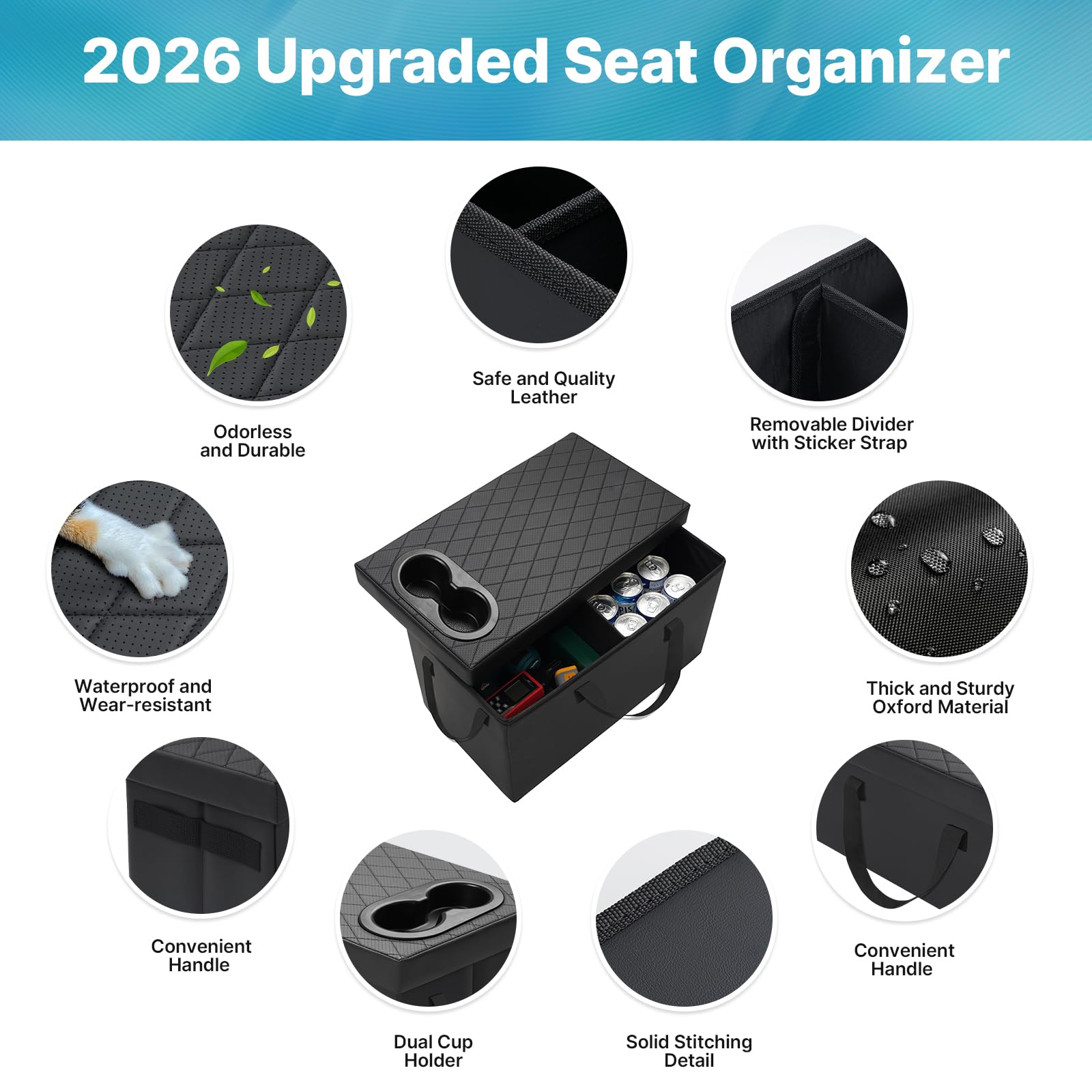 Mixsuper Liner top view with built-in cup holders for stable drink storage