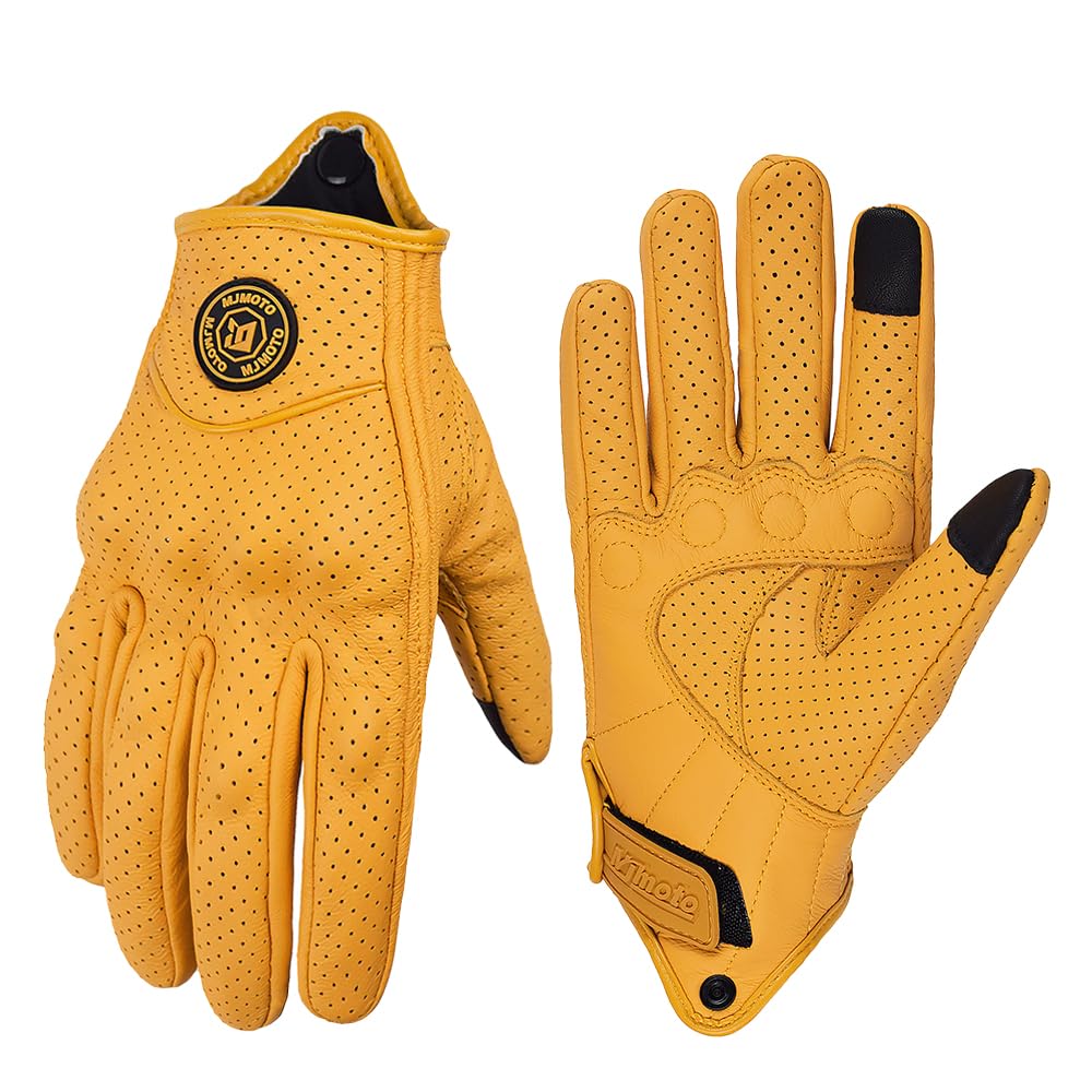 mjmoto front packaging showing yellow-hole gloves and clear sizing for quick selection