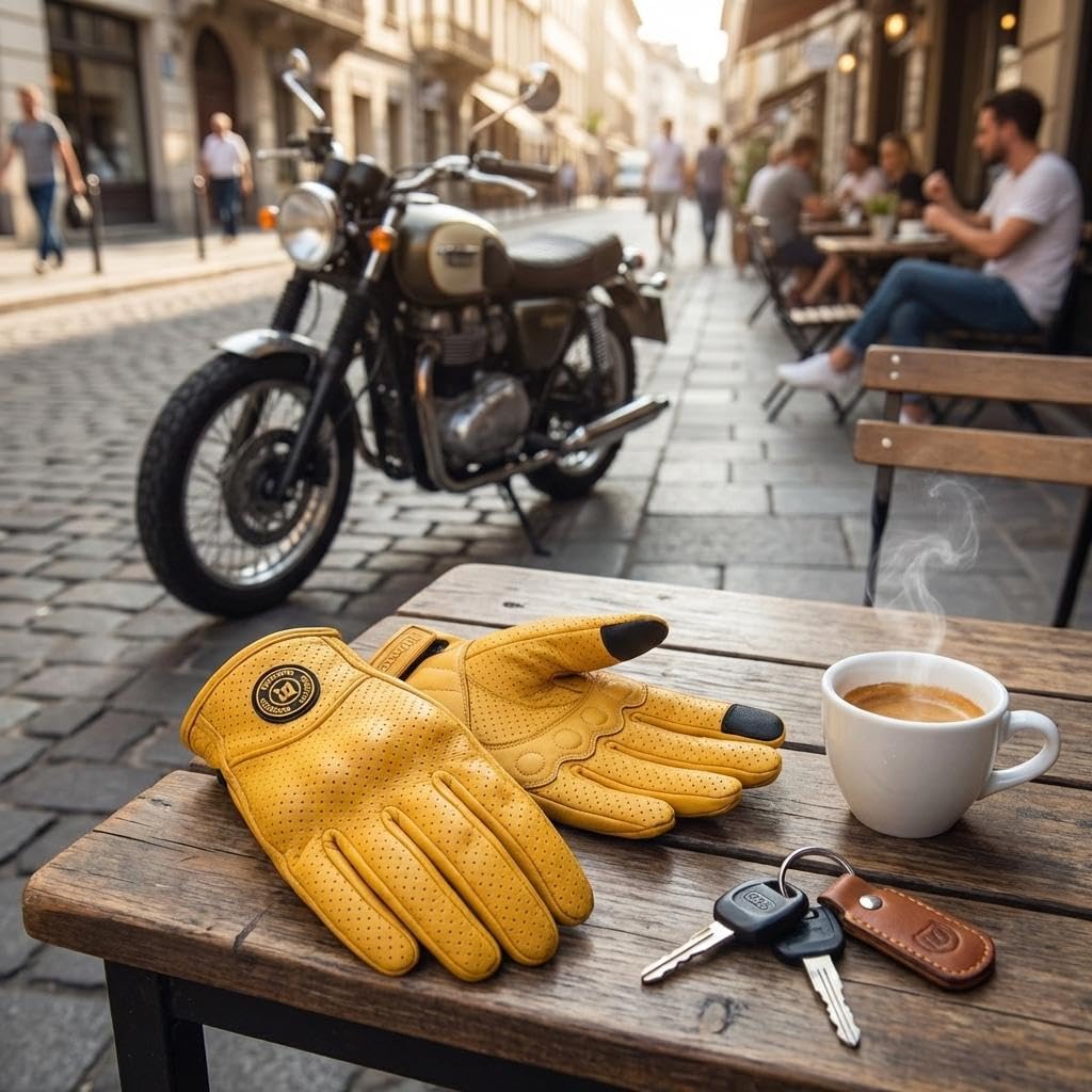 mjmoto glove next to hand model showing proper scale and fit expectations