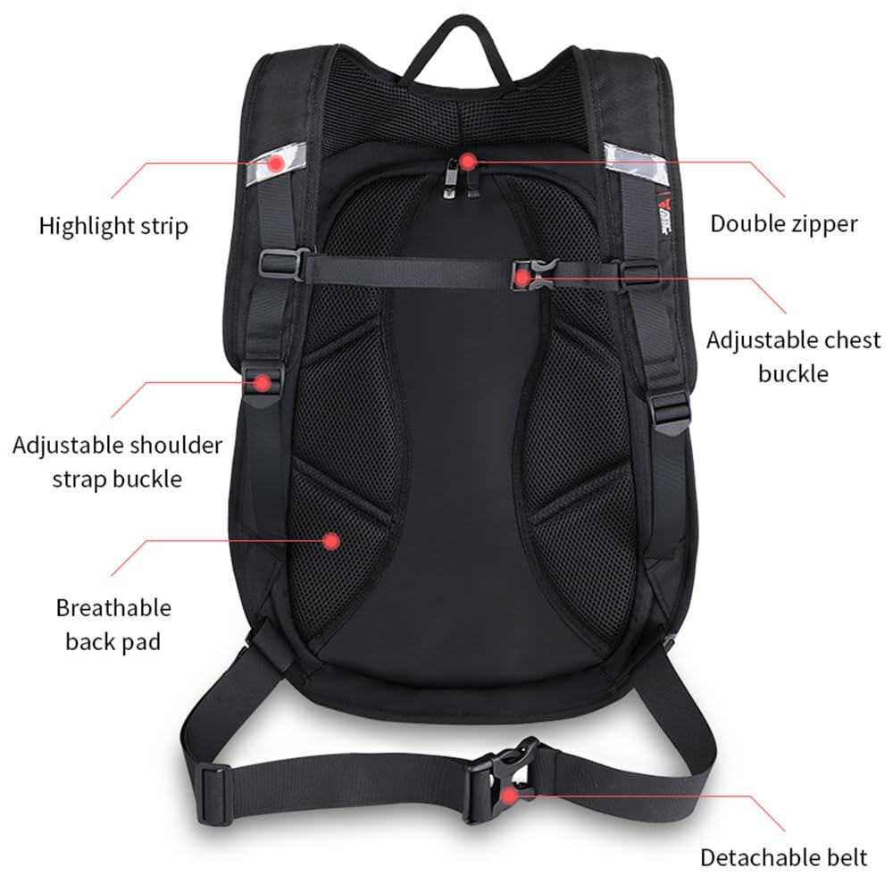 mjmoto side profile with helmet demonstrating helmet storage capacity