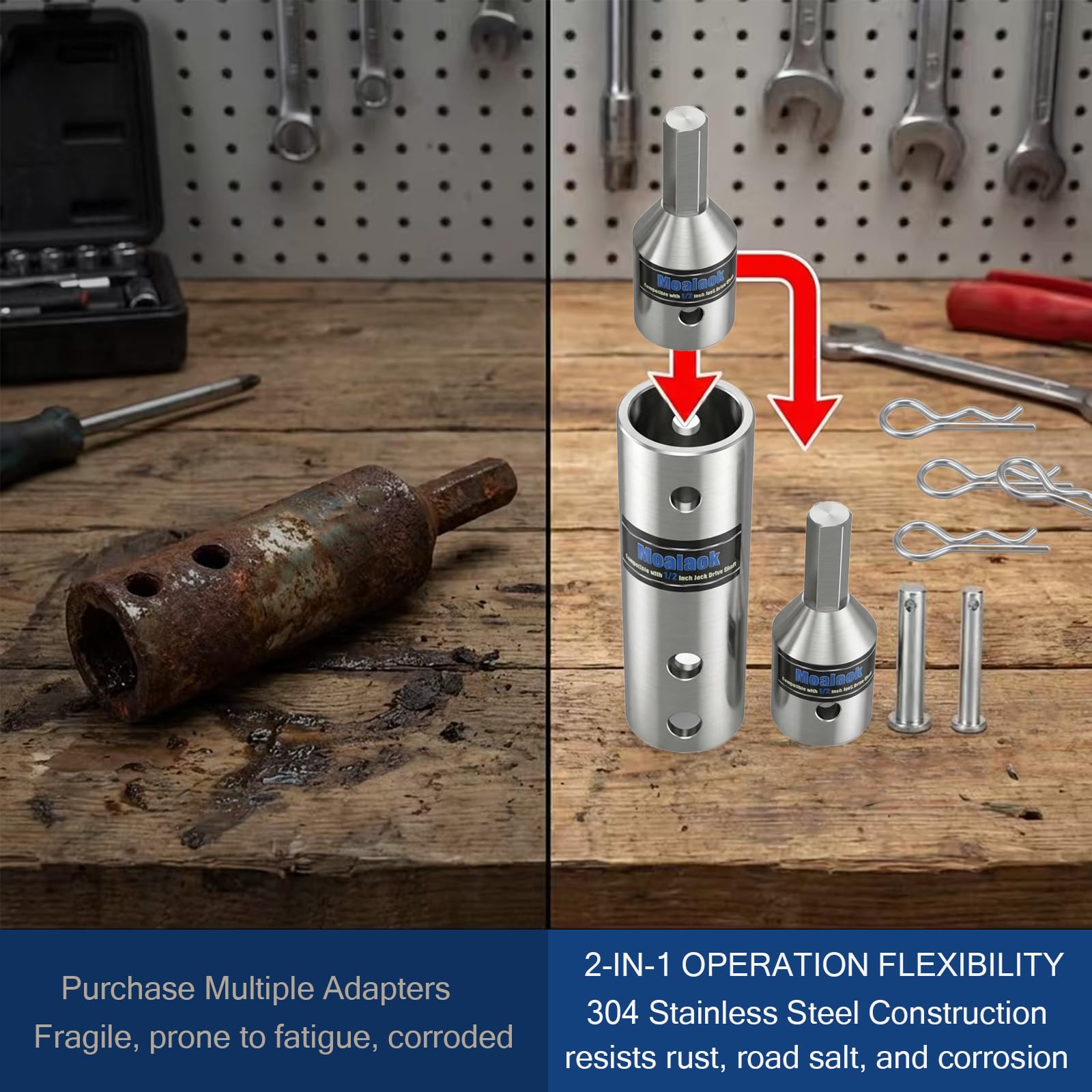 Moalaok beside ruler showing product scale and easy storage advantage