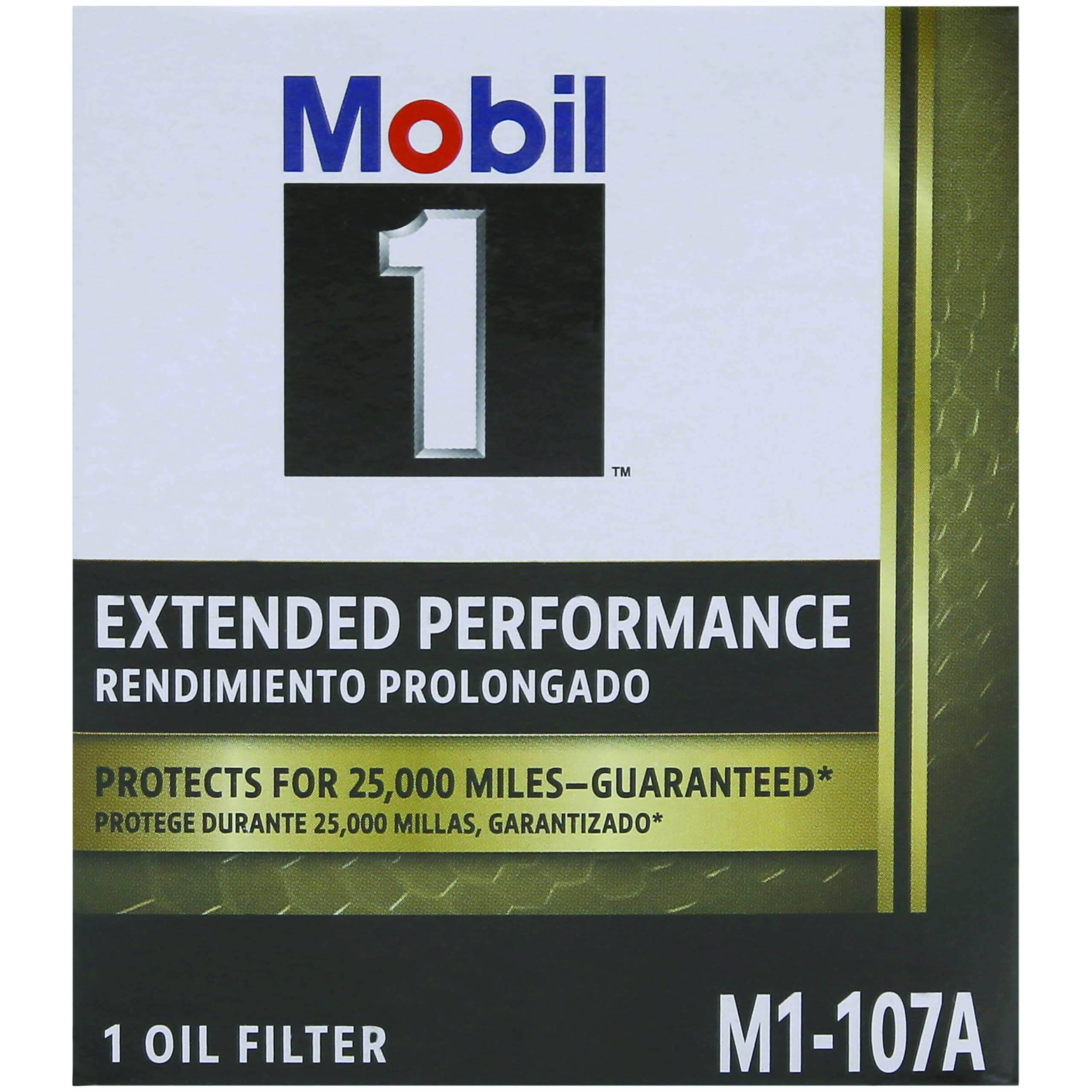 Mobil 1 M1-107A packaging and contents flatlay for clear product overview