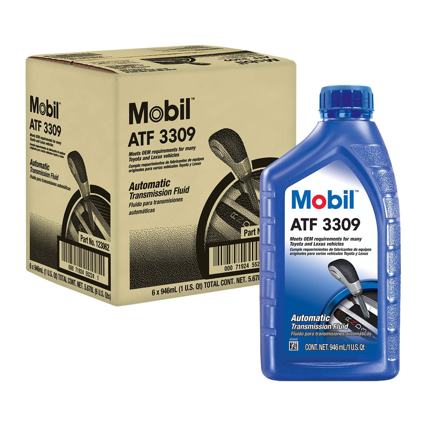 Case of six Mobil 3309 quart bottles for shop reliability