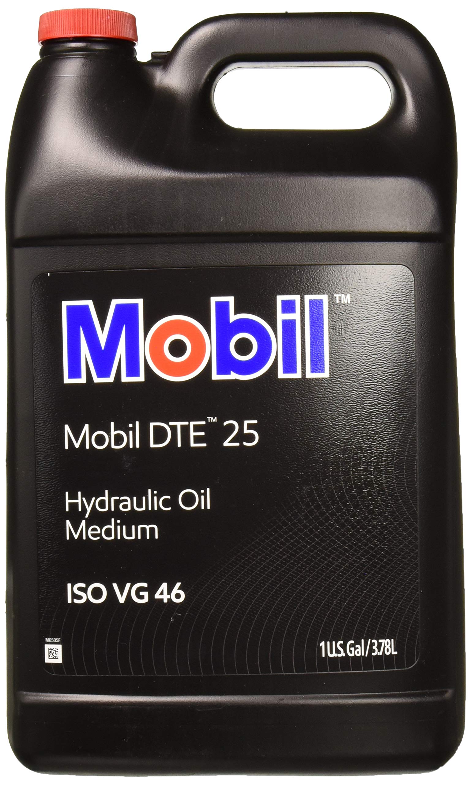 Mobil DTE 25 front packaging showing one-gallon container and product identity, aiding correct purchase