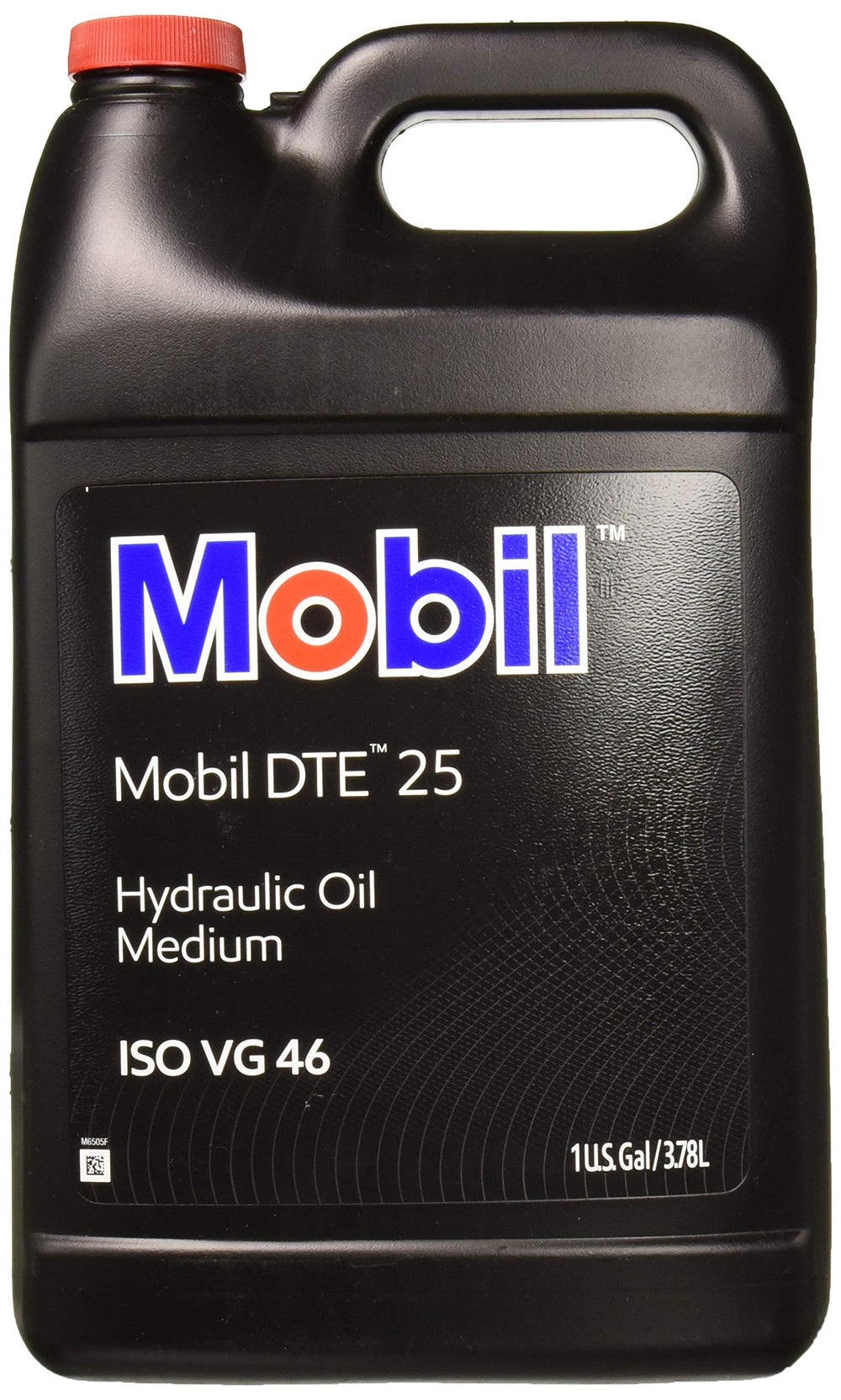 Mobil DTE 25 front packaging showing one-gallon container and product identity, aiding correct purchase